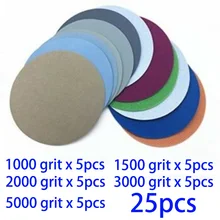 

25Pcs 3 Inch 75mm Sandpaper Polishing Sanding Discs Hook&Loop 1000 1500 2000 3000 5000 Grit Grinding Wood Metal Finishing Tool