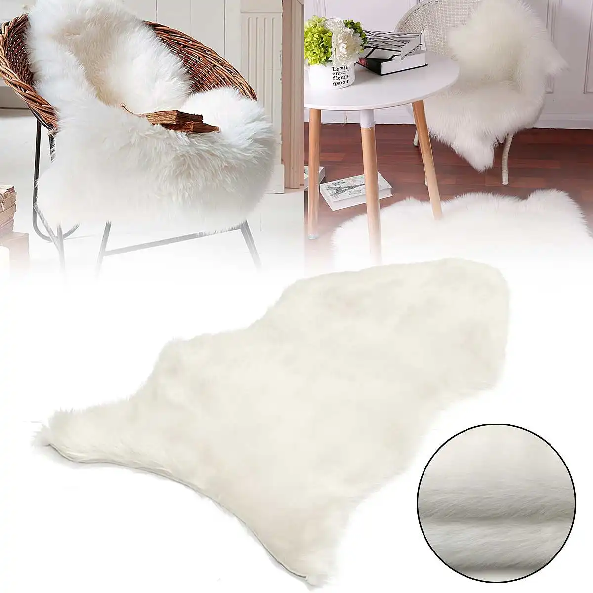 120x65 см ковры из овчины с искусственным мехом для дома, спальни, детский стул для гостиной, теплый высококачественный нескользящий белый плюш-коврик