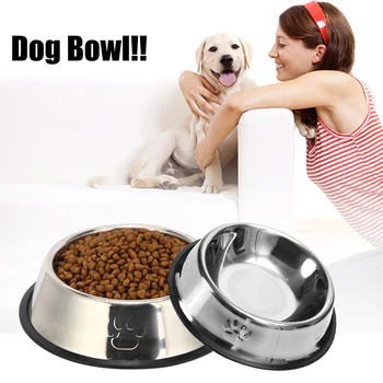 

2pcs Stainless Steel Container Pet Feeder Drinking Water Cat Puppy Kitten Non Slip With Base Eating Portable Durable Dog Bowl