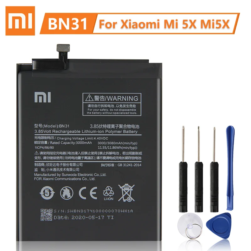 Оригинальный аккумулятор XiaoMi BM36 для Mi 5S MI5S BM22 MI5 5 BM37 Plus BN20 5C BN34 BN31 Redmi 5A Note