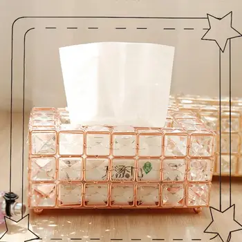 

European Crystal Tissue Box Simple Home Living Room Coffee Table Drawers Desktop Napkin Storage Box Creative Car Home decoration