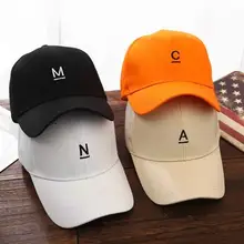 Casquette de Baseball rigide pour hommes, avec lettres brodées, Orange, pour étudiant coréen, avant incurvé, visière solaire noire