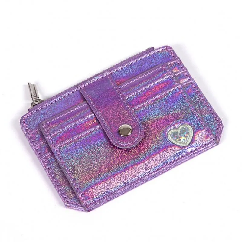 Purple Новинка, женские лазерные маленькие кошельки, Дамский кожаный кошелек с надписью, короткое поступление, унисекс, сумка для монет, Женский кошелек на молнии, кошелек для денег - Color: Purple