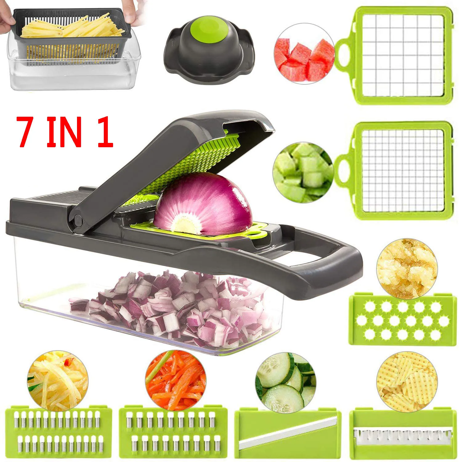 Vegetable Chopper Spiralizer Food Slicer Grinder Grater Cuber for Onion Carrot Cabbage Potato Garlic Tomato Kitchen Fruit Cutter | Дом и сад