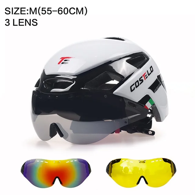 Costelo велосипедный шлем 4 цвета MTB дорожный велосипедный шлем скоростной Airo RS Ciclismo очки горные супер цена - Цвет: WHITE M 3 LEN