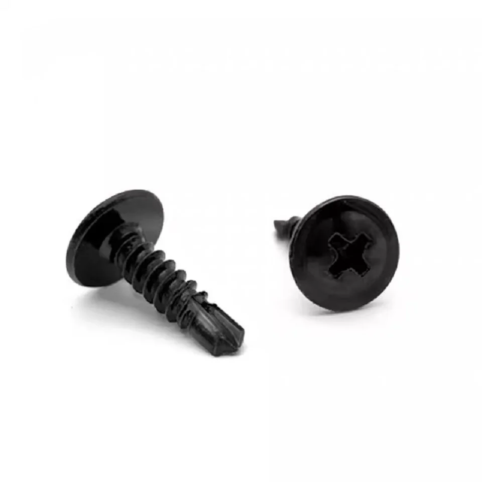 

50pcs M4.2 M4.8 Black 410 Stainless Steel Round Head with Pad Large Flat Head Drill Tail Self-tapping Screws