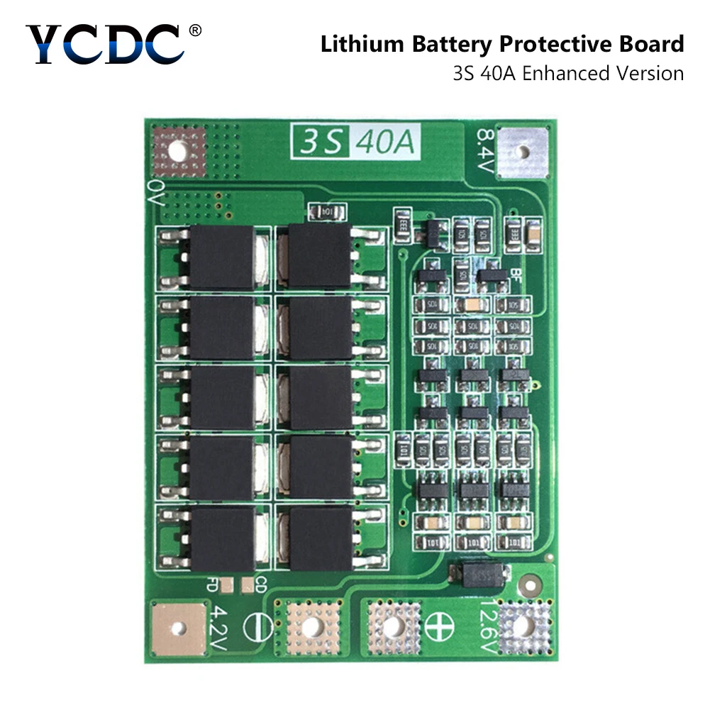 40A 3S 12.6V Balanced/Enhanced 18650 Li-ion Lithium Battery BMS Protection Board