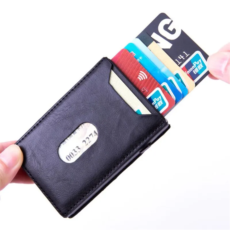 

Zovyvol RFID Blocking Protection Credit Card Holder Wallet Leather Metal Aluminum Business Bank Card Case Cardholder For Men