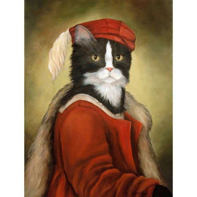 Vintage Dog Princess Pet Gentleman Cat Nordic Poster Animals Wall Art Canvas Painting Wall Pictures For Living Room Unframed J