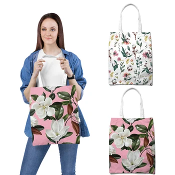 

Cotton Flower Printing Women Shopping Bag Reusable Foldable Fruit Storage Handbag Totes Women Shopping Grocery Tote Bag 2020