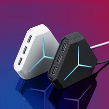 

6 Port USB Hub 1m Cable Splitter With TF SD Card Reader Mic AUX Cool Light Charging USB 2.0 Hub for Multi Device Desktop Laptop