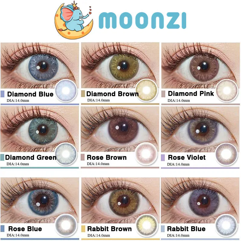 

MOONZI pink small Beautiful Pupil Series Colored Contact Lenses for eyes Annually Colored yearly 2pcs/pair Myopia prescription