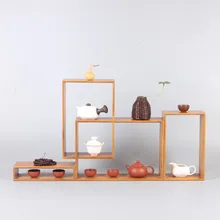 В японском стиле бамбуковое винтажная полка Zen Home маленькие украшения много Bao Ge чайная церемония твердый деревянный чайный набор чашек для хранения
