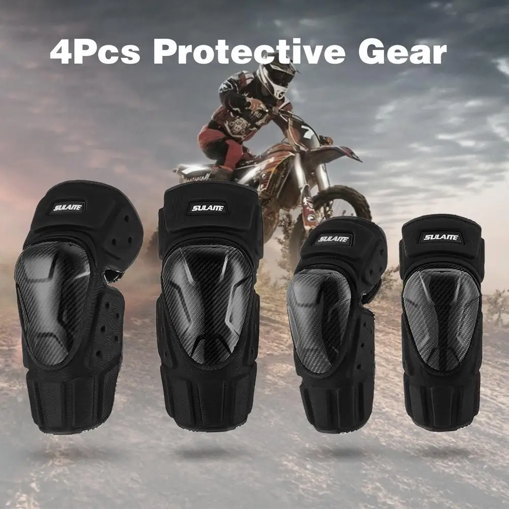 Motorcycle Knee/Elbow Pad Protection Motocross Racing Guards Protective Gear 