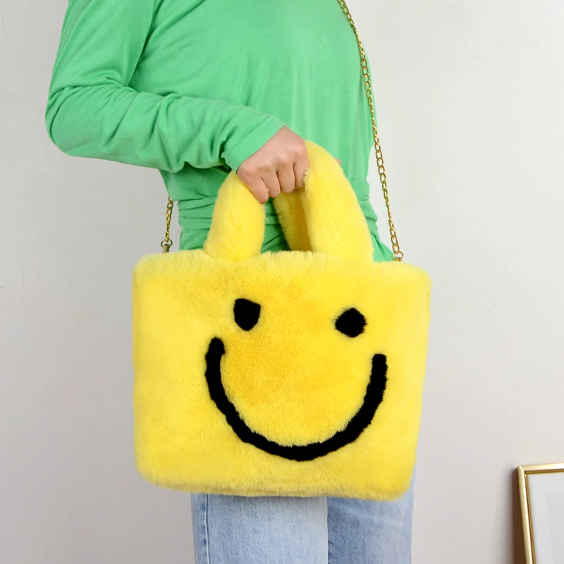fluffy smiley face bag