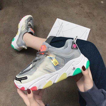 

Women Chunky Sneakers Designers Fashion Sports Platform Sneaker For Woman Mesh Breathable Casual Shoes Ladies Vulcanized Shoes