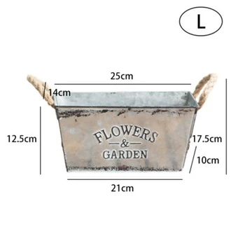 

Vintage Galvanised Metal Flower Pot Garden Hanging Balcony Plant Pot With Handle Flowerpot Creative Desktop Flower Pots