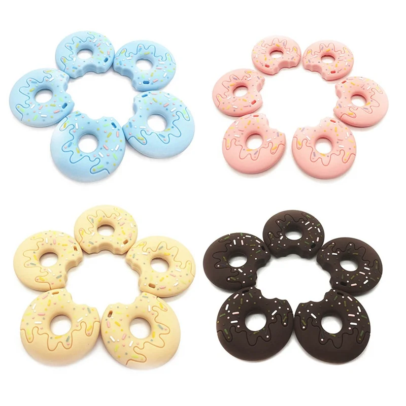 

1 Pcs Donut Silicone Teether Baby Teething Toy Baby Gift Food Grade Silicone Teether Bead 3D Tooth Gel