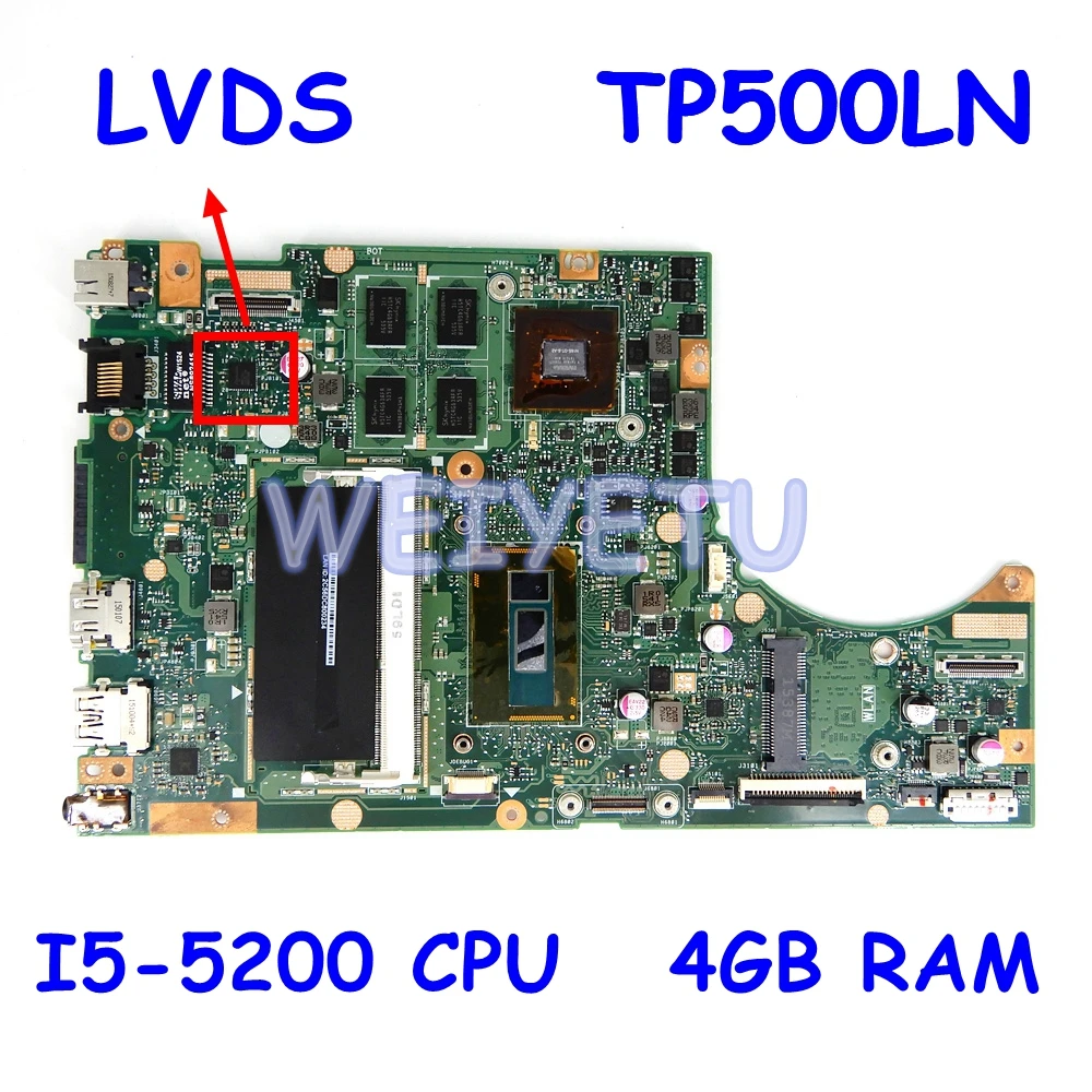 TP500LN I5-5200CPU LVDS материнская плата REV2.0 для ASUS TP500L TP500LN TP500LD материнская плата для ноутбука протестированная