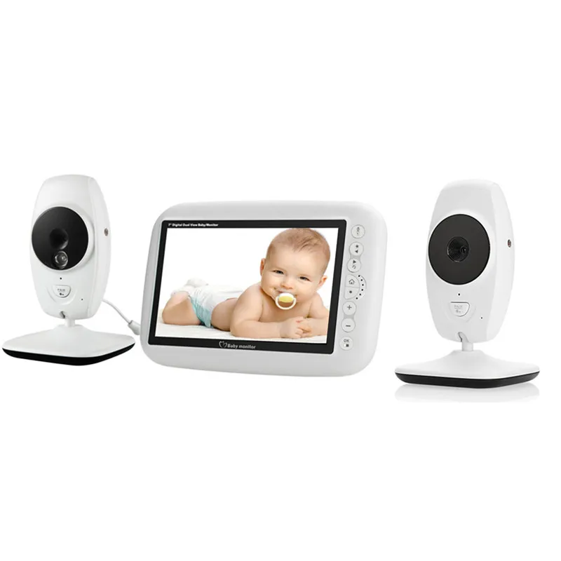 

720P HD 7" Wireless Baby Monitor With Two Digital Camera IR Night Vision Intercom Nanny Video Baby Monitor Supports Screen Split