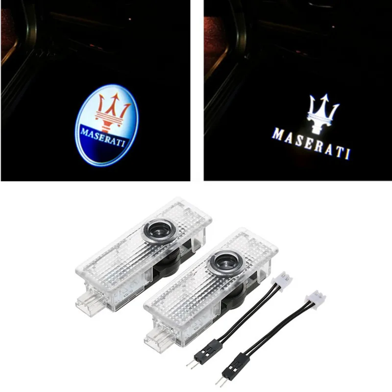 

2x Car LED Door Logo Light Ghost Laser Shadow Projector Warning Lamp for Maserati Quattroporte Ghibli