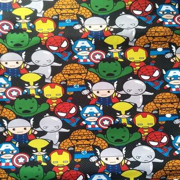 

140cm Width Cartoon Super Hero Assemble Black 100% Cotton Fabric for Boy Clothes Hometextile Cushion Cover Backpacks DIY-BK643
