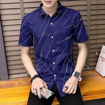 

Short Sleeve Shirt Men's Summer Slim Solid Color Youth Shirt Short Sleeve Thin Slim Trend Shirt