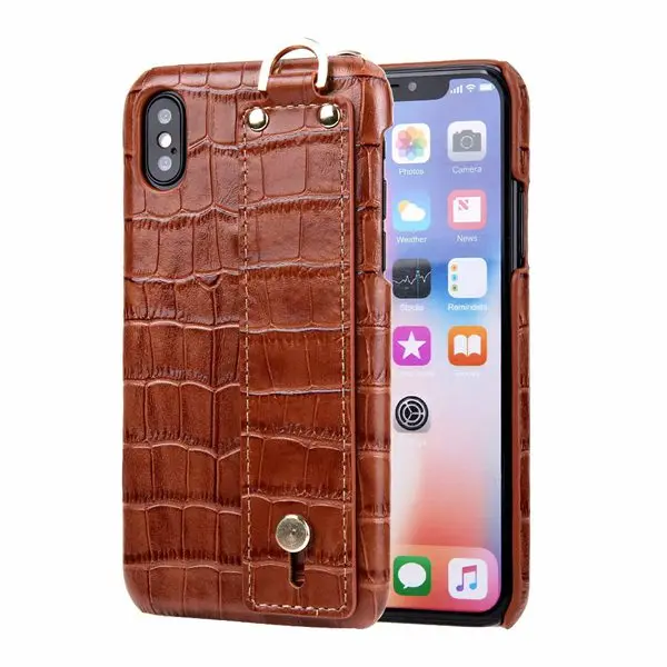 Чехол с ремешком из натуральной крокодиловой кожи для iphone 11 Pro Max, настоящая кожаная сумка для iphone X XS XR XS Max 6 6s 7 8 Plus - Цвет: brown