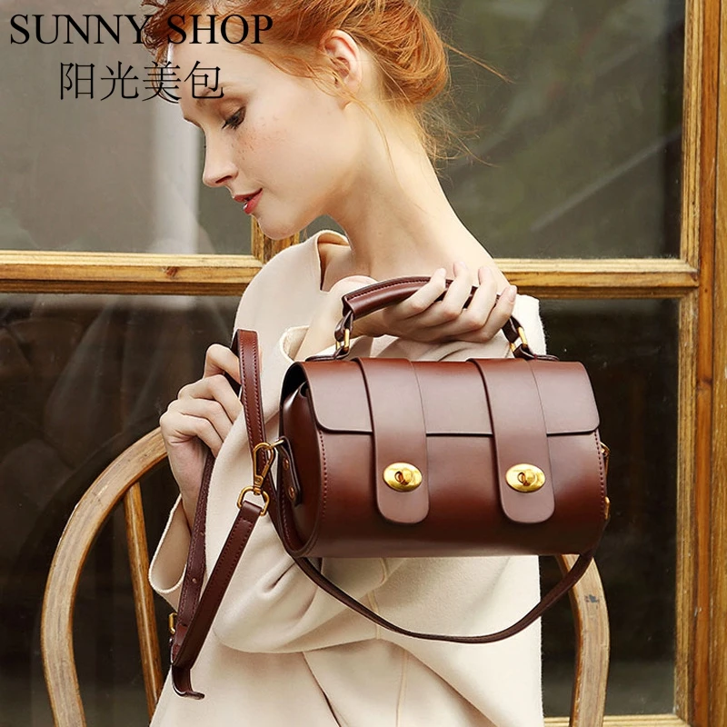 Женская кожаная сумка мессенджер SUNNY SHOP винтажная Повседневная маленькая