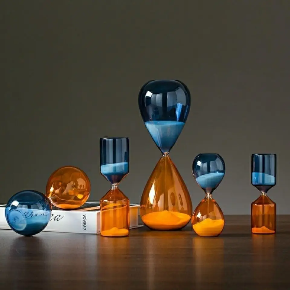 Two-color Hourglass Timer Home Decor Desk Living Room Decoration Kitchen Tools Glass Crafts Gifts Sand Timer 5/15/30/60 Min sand timer,liquid hourglass timer,colored hourglass