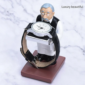 

Resin Watch Stand Individuality Old Housekeeper Watch Storage Boxes Case Fashion Watch Display Case Jewelry Gift Organizer Black