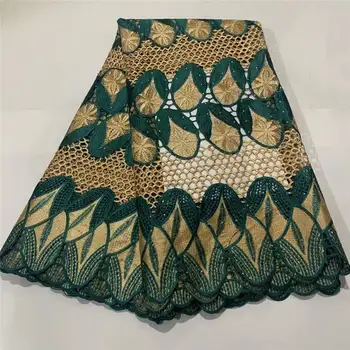 

2020 African Net Lace Fabric, High Quality Elegant Nigerian Wedding Lace Fabrics 5Yards Stones French Tulle lace JAUN green