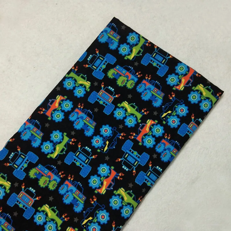 Красивая синяя и зеленая хлопковая ткань с рисунком автомобиля, 50x105 см, Лоскутная ткань для одежды, вечерние украшения для дома