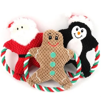 

Wholesale Pet plush toy cartoon cotton rope Dog vocal christmas toy Molar bite venting toy