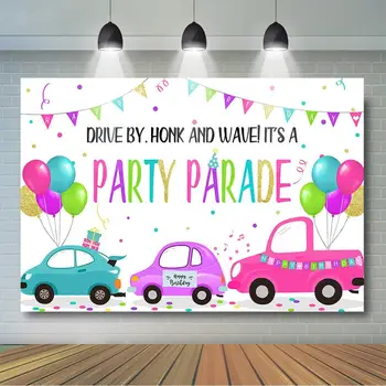 

Drive By Birthday Parade Backdrop Drive Through Birthday Party Background Quarantine Birthday Social Distancing Party Decor