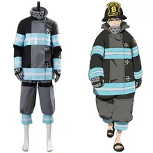Аниме Enen no Shouboutai Fire Force Косплей Shinra Kusakabe Косплей Костюм пожарная команда униформа костюмы на Хэллоуин