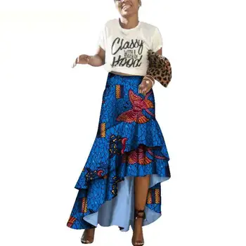 

Women's Irregular Printed Skirt 2019 Summer African Batik Printed Lady's Long Pleated Skirt