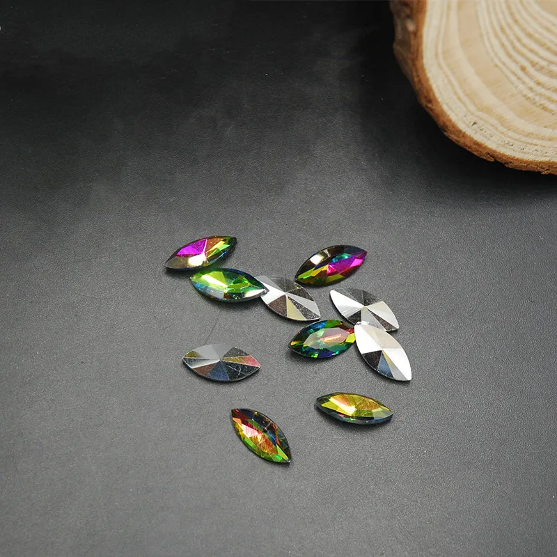 

Rainbow Color New Marquise Horse Eye Shape Glass Crystal Point Back Rhinestone for Nail Art Jewelry Making 3x6mm~17x32mm
