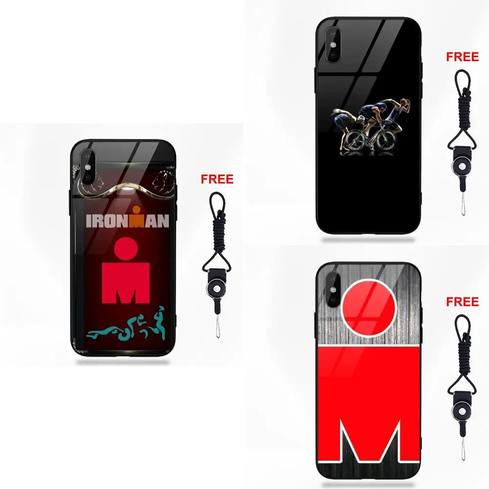 

Ironman Triathlon For Apple iPhone 5 5C 5S SE 6 6S 7 8 Plus X XS Max XR Phone Case Soft TPU Frame+Tempered Glass