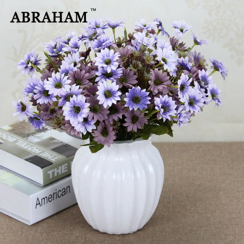 

33cm 18heads Artificial Daisy Bouquet Yellow Silk Flower Fake Flowers Branch Autumn Decoration Floral For Wedding Home Farmhouse