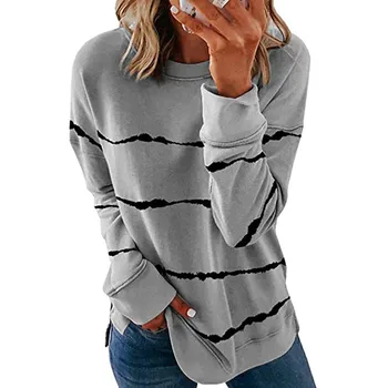 

Printed Striped Tops Autumn Tees 2020 New Women Long Sleeve Plus Size Loose T shirts Streetwear Casual O-Neck Female T shirt 5XL