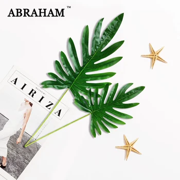

84cm Silk Monstera Leaves Artificial Tree Branch Tropical Leaf Large Green Plant Fake Turtle Foliage For Hawaii Party Home Decor