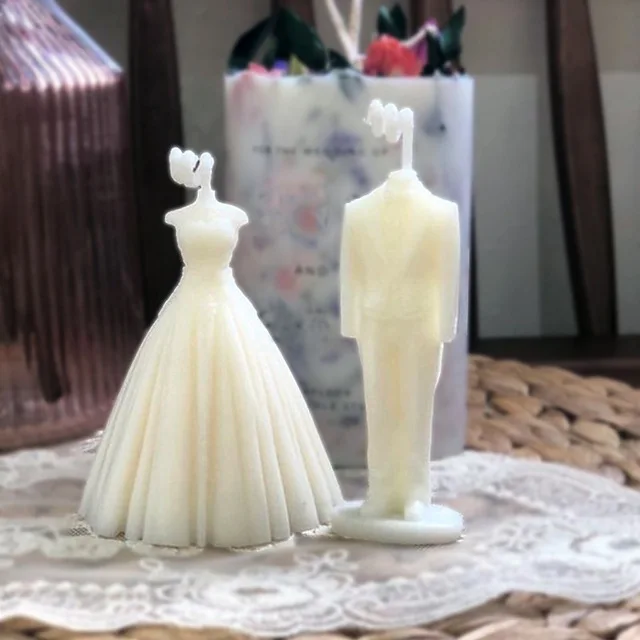 3D Wedding Dress Candle Silicone Molds For DIY Chocolate Cake Resin Clay Plaster Aromatherapy