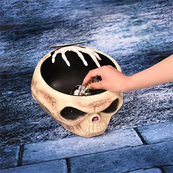 

Halloween Electric Toys Skull Hand Skeleton Head Glowing Eyes Halloween Prank Props Evil Haunted House Crawling Hand Toys