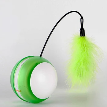 

Vocal Cat Toy Funny Training LED Luminous Electric Tumbler Rolling Ball Feather Rotating Interactive Playing Portable Anti Bite