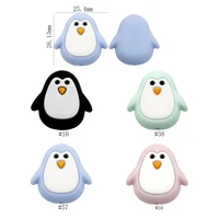 Cute-Idea 5PCs Mini Penguin Baby Animal Silicone Beads Teething Product Food Grade Pacifier Chain Rodent Toys Accessories gifts 2