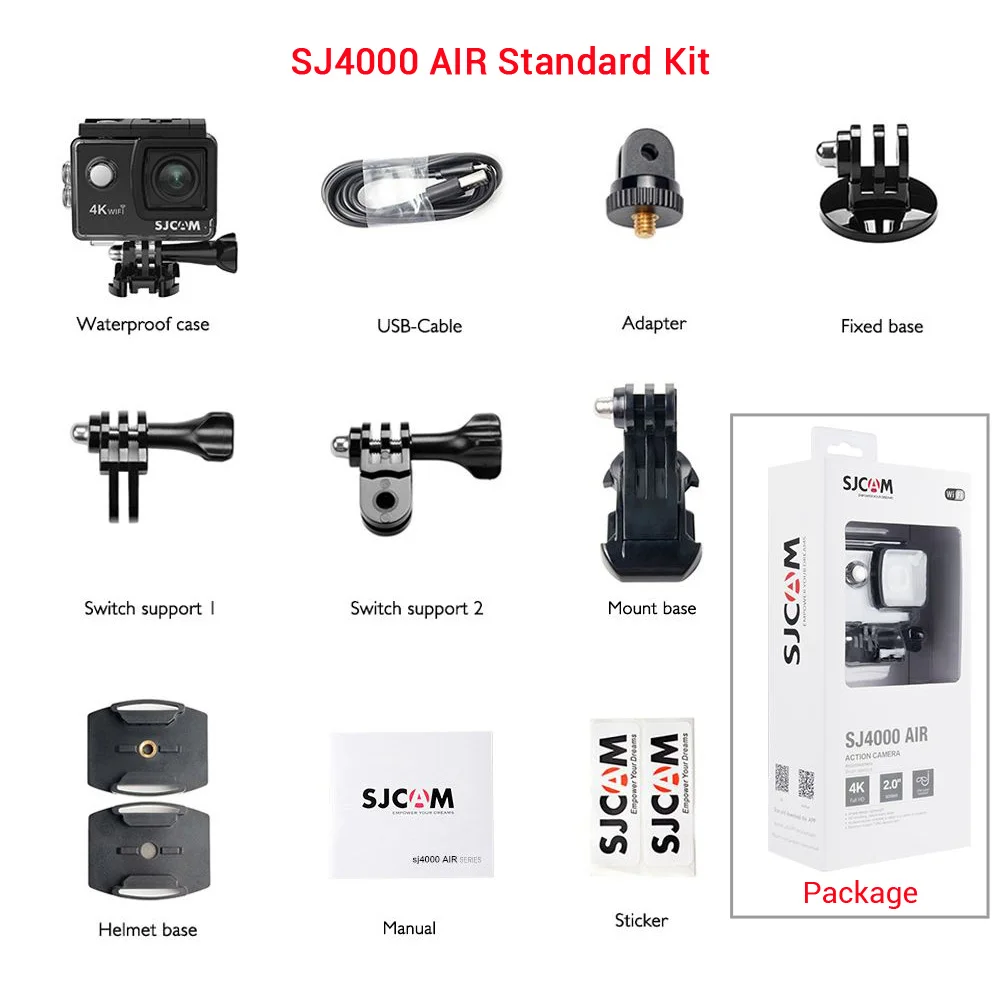 Оригинальный SJCAM SJ4000 AIR 4K 30fps wifi Экшн камера Full HD 2 0 &quotэкран SJ 4000 Мини Шлем