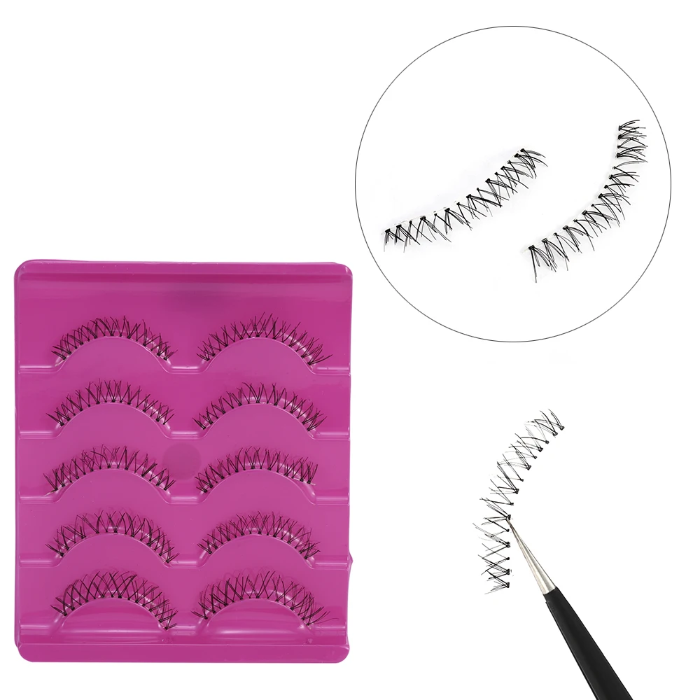 

Handmade False Eyelashes Faux 3D Mink Natural Cross Lower Eyelashes Lashes Hand Made Strip Eyelash Extension Makeup Tools