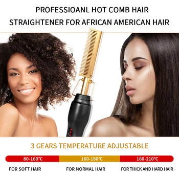 2 in 1 Hot Comb Straightener  Electric Hair Straightener Hair Curler Wet Dry Use Hair Flat Irons Hot Heating Comb For Hair 5