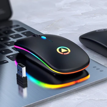 

RGB Wireless Mouse Computer Mouse Silent Ergonomic Rechargeable Mause With LED Optical Backlit USB Mice For PC Laptop